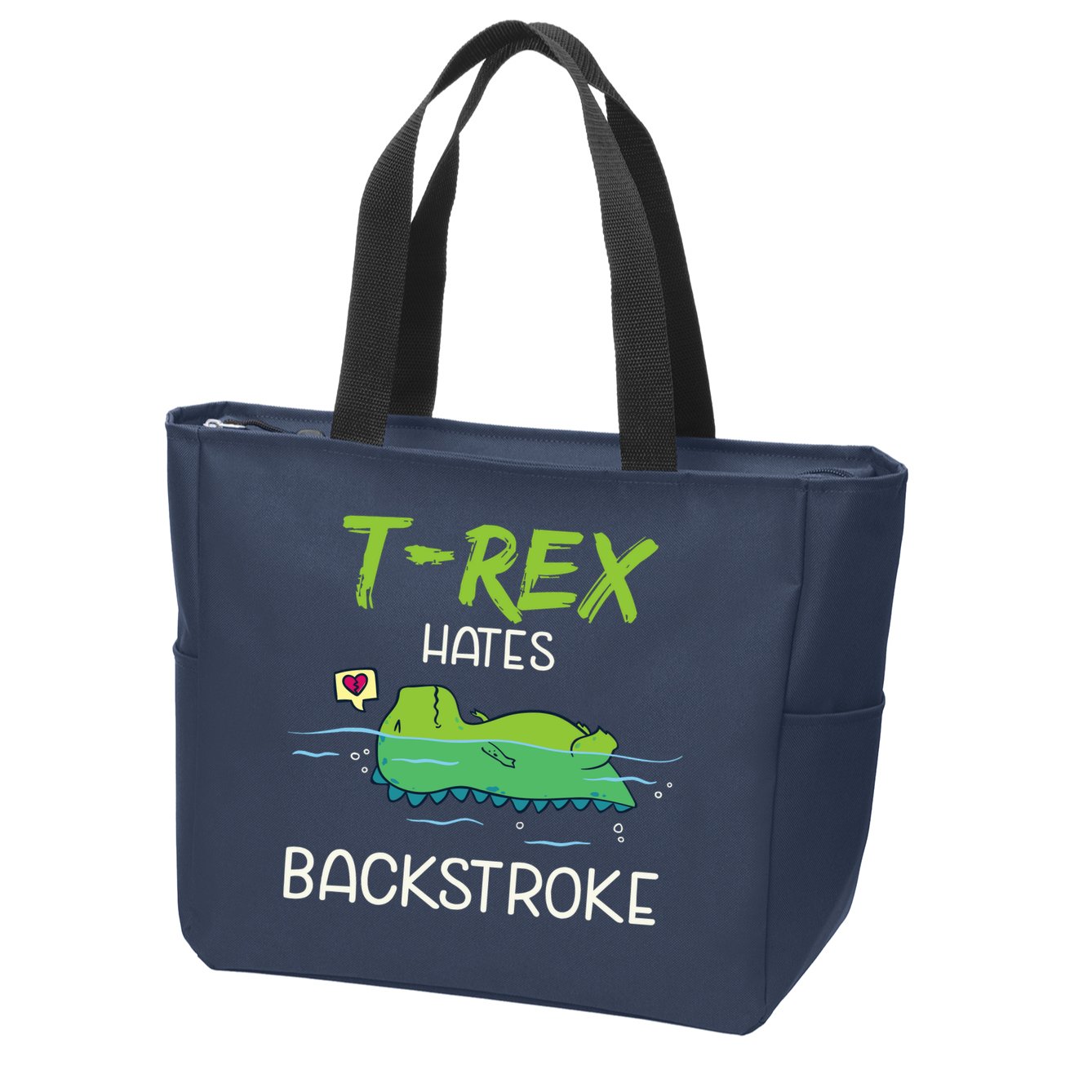 Trex Hates Backstroke Funny Swimming Dinosaur Gift Zip Tote Bag