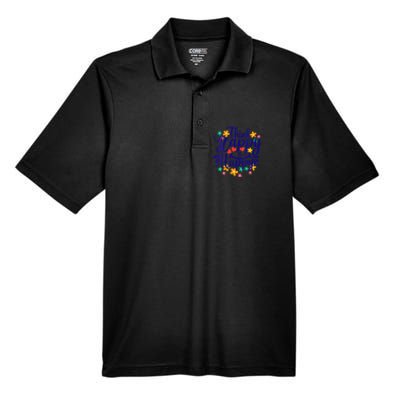 Think Happy Be Happy Positive Inspiring Joyful Flowers Men's Origin Performance Piqué Polo