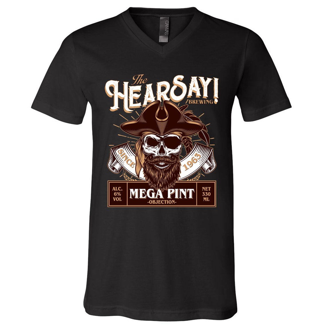 The Hearsay Brewing Mega Pint Objection V-Neck T-Shirt
