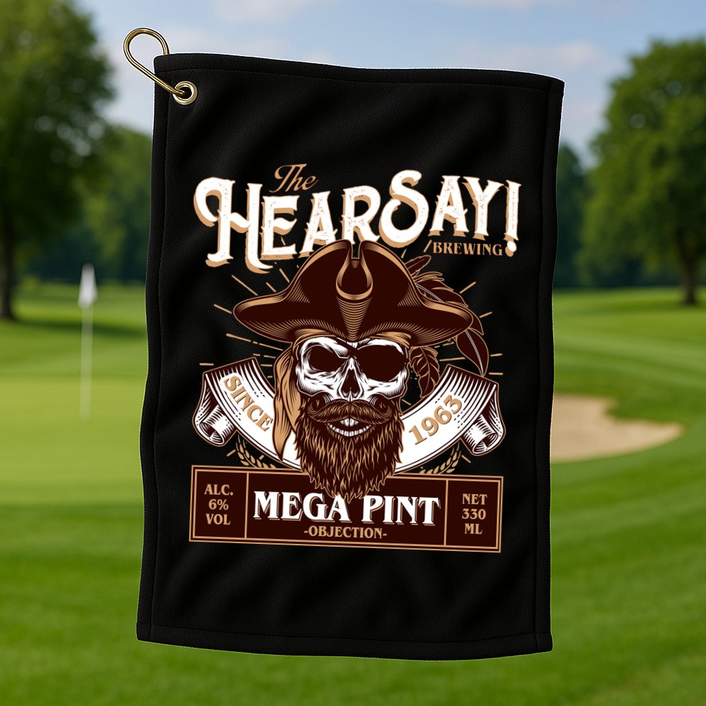 The Hearsay Brewing Mega Pint Objection Golf Towel