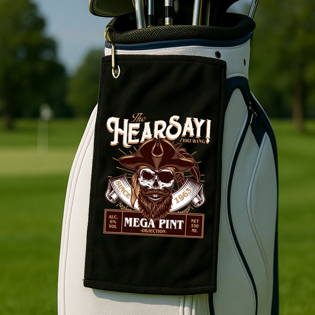 The Hearsay Brewing Mega Pint Objection Golf Towel