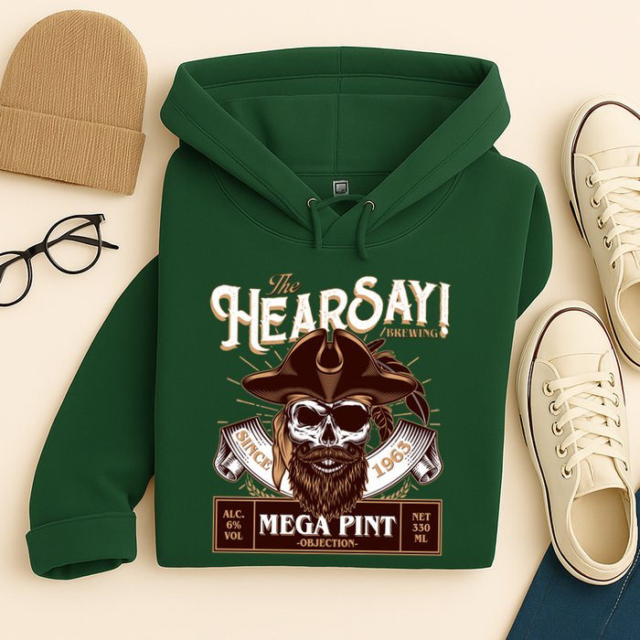The Hearsay Brewing Mega Pint Objection Hoodie