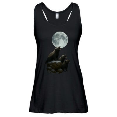 Three Honey Badgers Moon Ladies Essential Flowy Tank