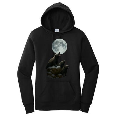 Three Honey Badgers Moon Women's Pullover Hoodie