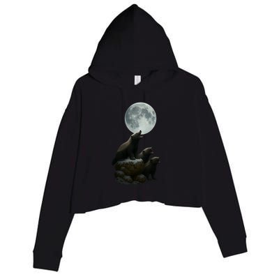 Three Honey Badgers Moon Crop Fleece Hoodie
