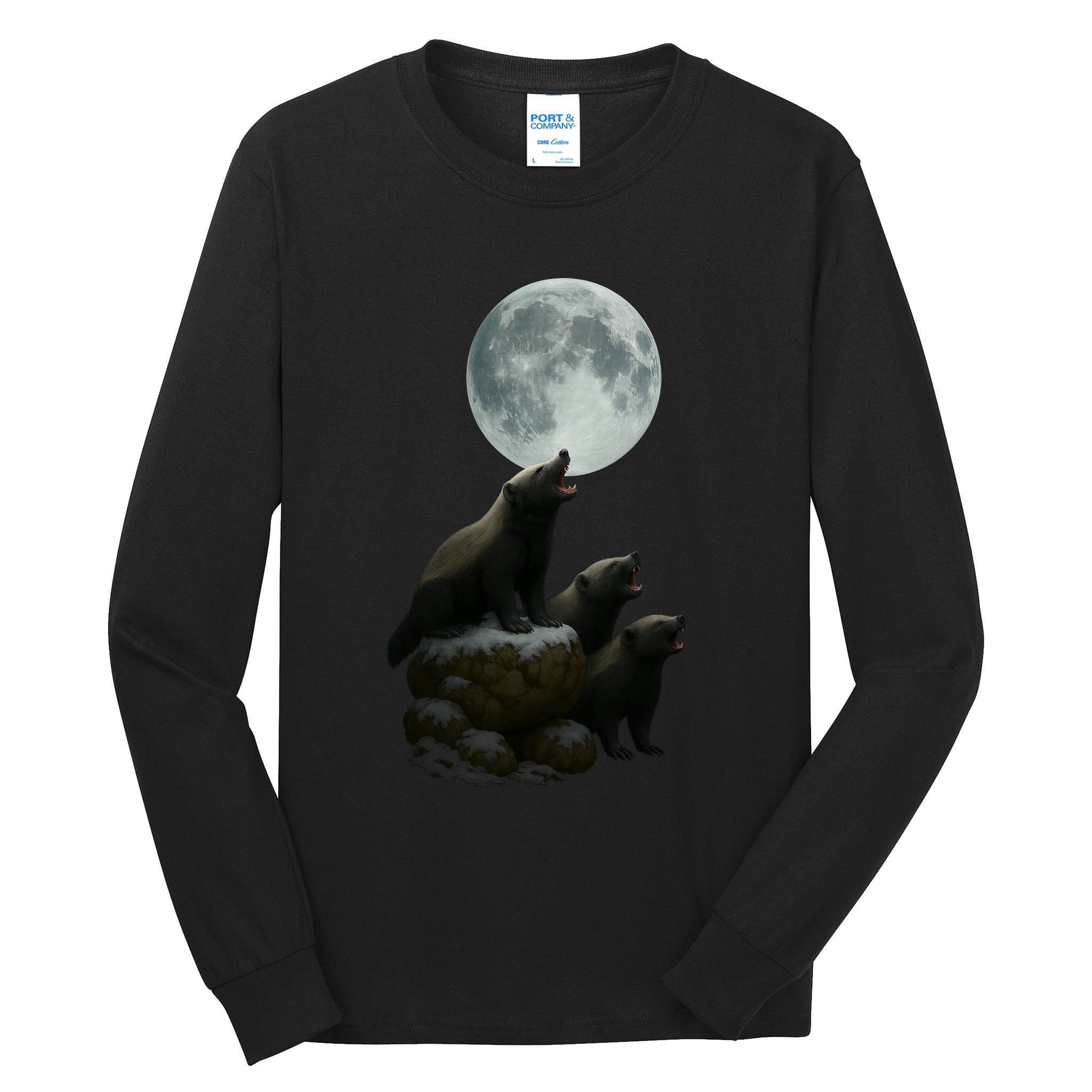 Three Honey Badgers Moon Tall Long Sleeve T-Shirt