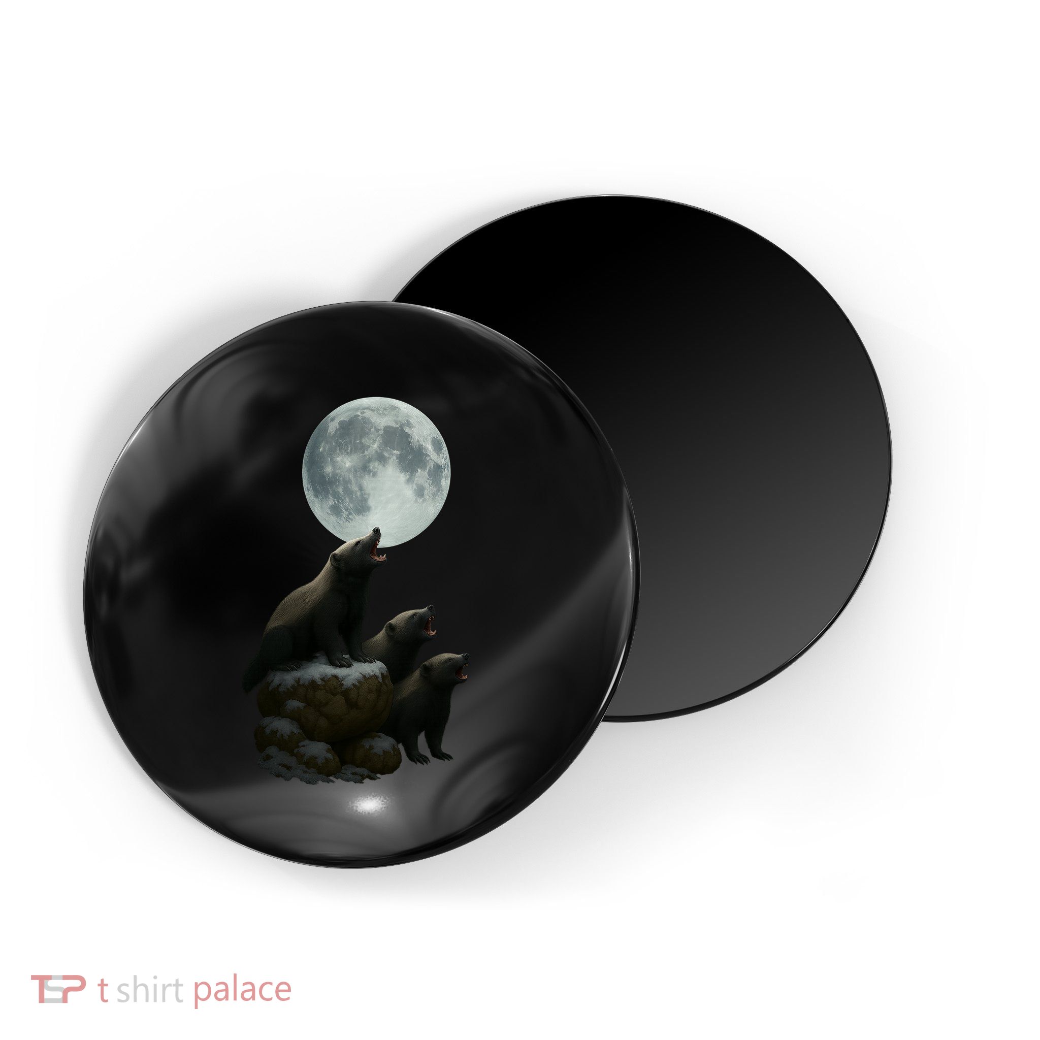Three Honey Badgers Moon Magnet