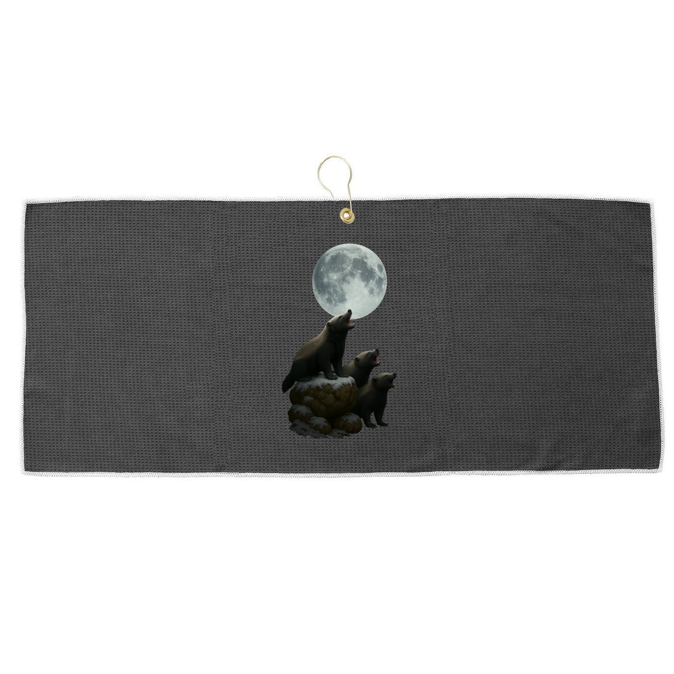 Three Honey Badgers Moon Large Microfiber Waffle Golf Towel