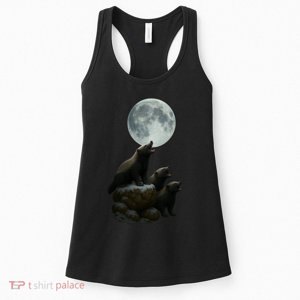 Three Honey Badgers Moon Womens Tank Top