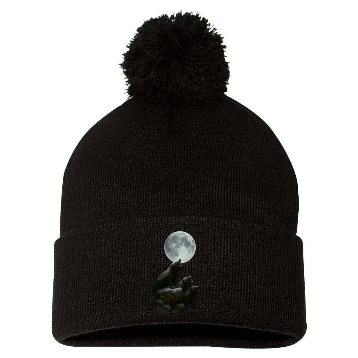 Three Honey Badgers Moon Pom Pom 12in Knit Beanie
