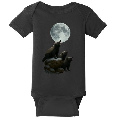 Three Honey Badgers Moon Baby Bodysuit