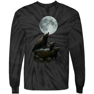 Three Honey Badgers Moon Tie-Dye Long Sleeve Shirt