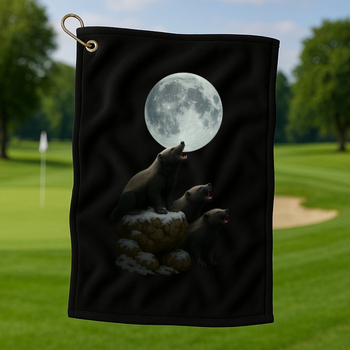 Three Honey Badgers Moon Golf Towel