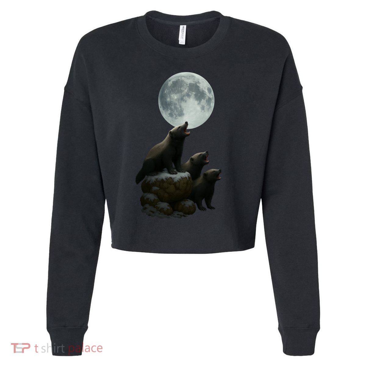 Three Honey Badgers Moon Cropped Pullover Crew