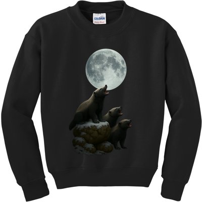 Three Honey Badgers Moon Kids Sweatshirt