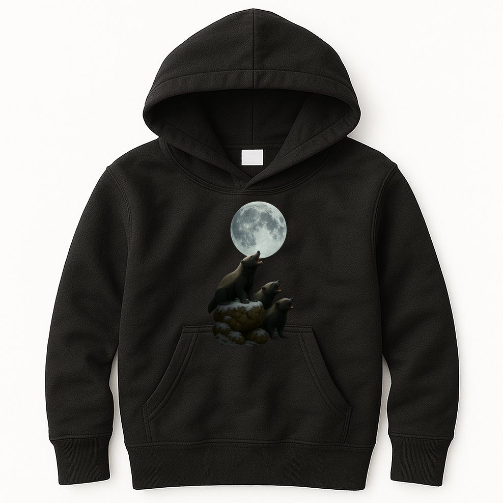 Three Honey Badgers Moon Kids Hoodie