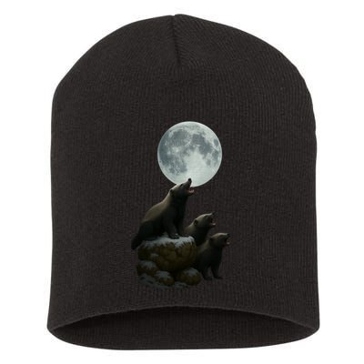 Three Honey Badgers Moon Short Acrylic Beanie