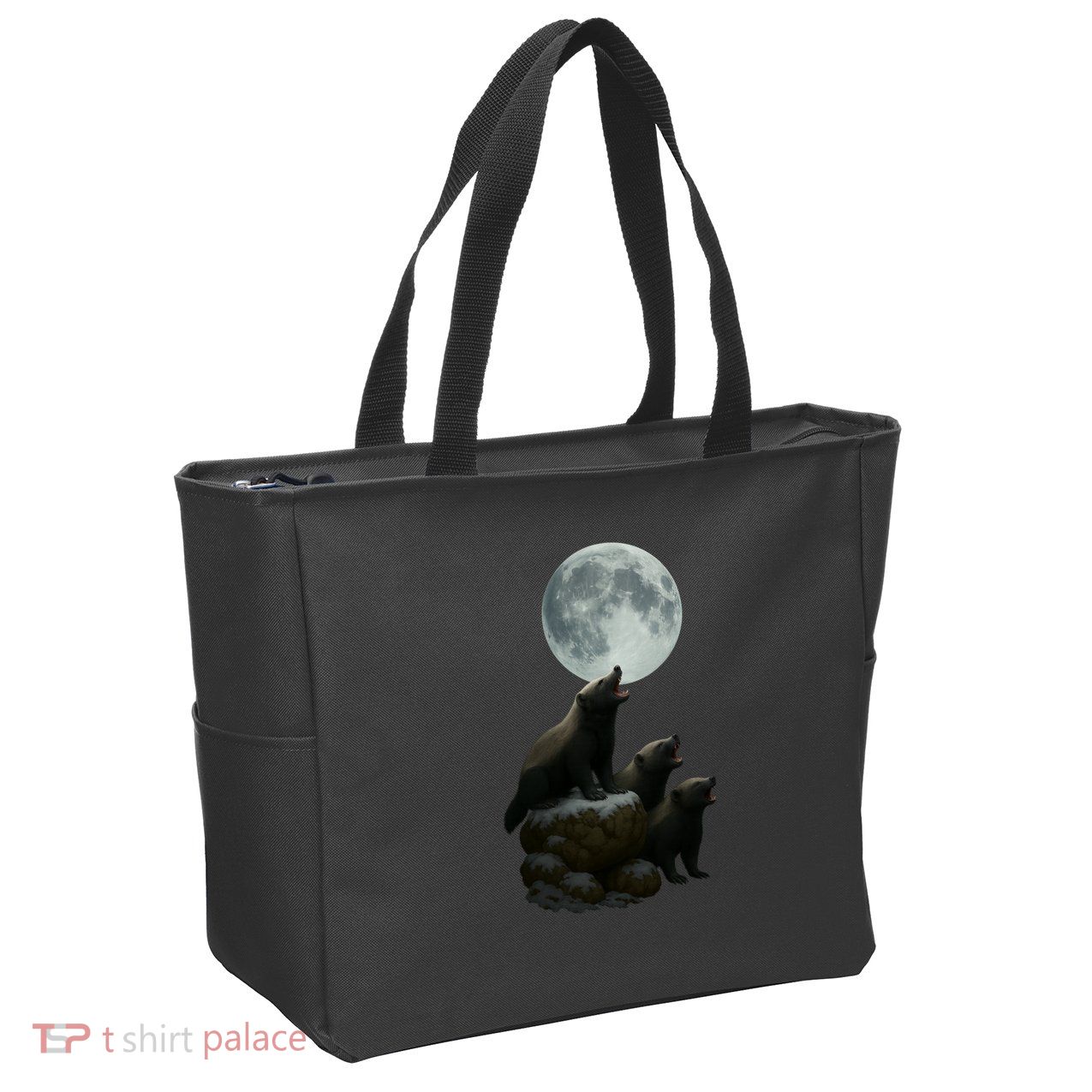 Three Honey Badgers Moon Zip Tote Bag