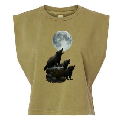 Three Honey Badgers Moon Garment-Dyed Women's Muscle Tee