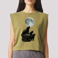 Three Honey Badgers Moon Garment-Dyed Women's Muscle Tee