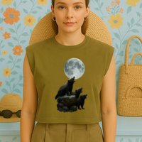 Three Honey Badgers Moon Garment-Dyed Women's Muscle Tee