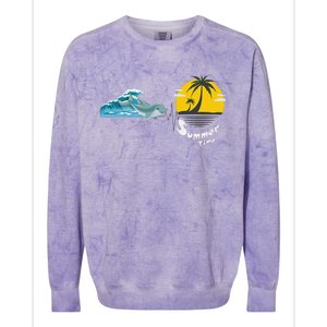 Tropical Heartbeat Beach Trees Dolphin Summer Colorblast Crewneck Sweatshirt