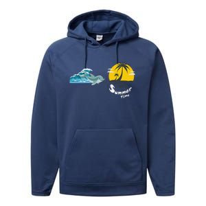 Tropical Heartbeat Beach Trees Dolphin Summer Performance Fleece Hoodie