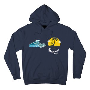 Tropical Heartbeat Beach Trees Dolphin Summer Hoodie