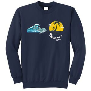 Tropical Heartbeat Beach Trees Dolphin Summer Sweatshirt