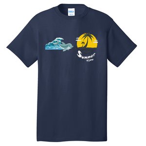 Tropical Heartbeat Beach Trees Dolphin Summer Tall T-Shirt