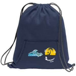 Tropical Heartbeat Beach Trees Dolphin Summer Sweatshirt Cinch Pack Bag