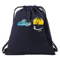 Tropical Heartbeat Beach Trees Dolphin Summer Drawstring Bag