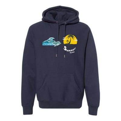 Tropical Heartbeat Beach Trees Dolphin Summer Premium Hoodie