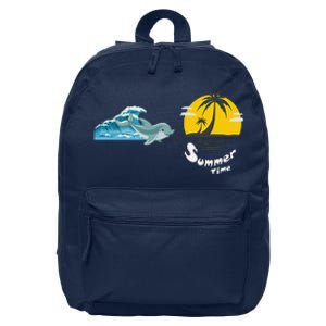 Tropical Heartbeat Beach Trees Dolphin Summer 16 in Basic Backpack