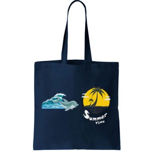 Tropical Heartbeat Beach Trees Dolphin Summer Tote Bag