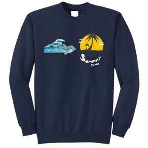 Tropical Heartbeat Beach Trees Dolphin Summer Tall Sweatshirt