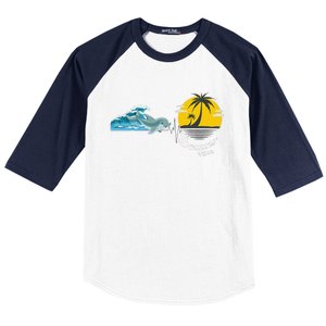 Tropical Heartbeat Beach Trees Dolphin Summer Baseball Sleeve Shirt