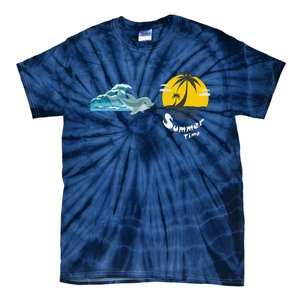 Tropical Heartbeat Beach Trees Dolphin Summer Tie-Dye T-Shirt