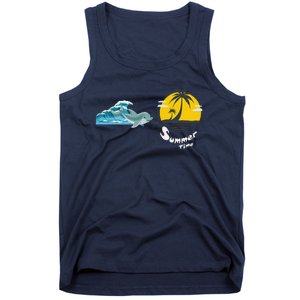 Tropical Heartbeat Beach Trees Dolphin Summer Tank Top