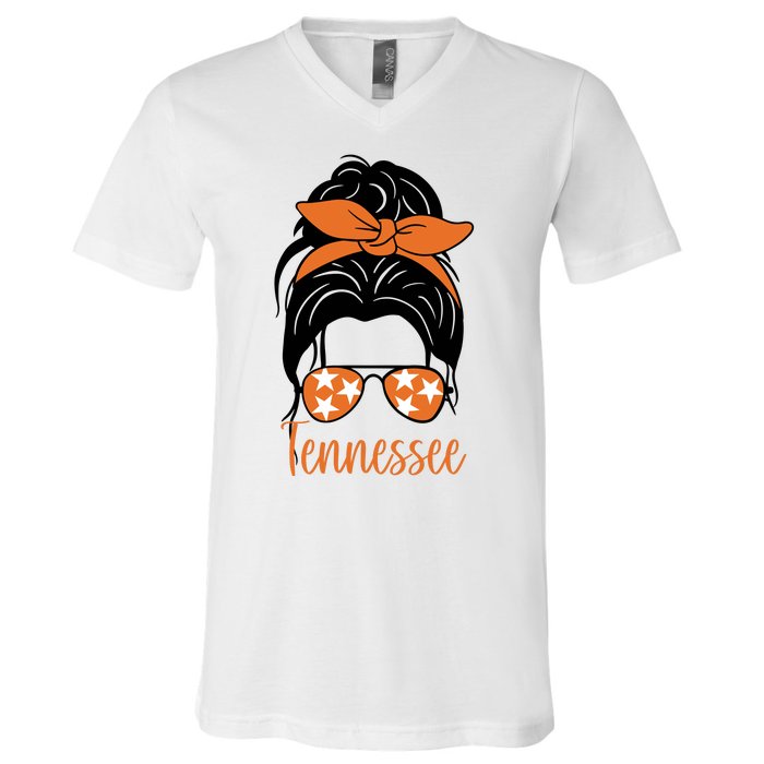 Tennessee Hair Bun Cute V-Neck T-Shirt