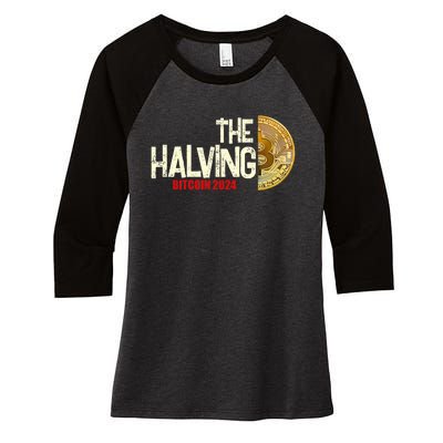 The Halving Bitcoin 2024 Women's Tri-Blend 3/4-Sleeve Raglan Shirt