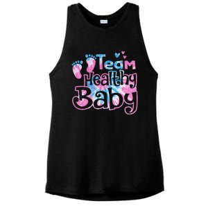 Team Healthy Baby Gender Reveal Party Pink Or Blue Tie Dye Ladies PosiCharge Tri-Blend Wicking Tank