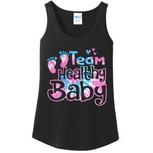 Team Healthy Baby Gender Reveal Party Pink Or Blue Tie Dye Ladies Essential Tank