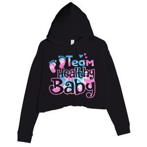 Team Healthy Baby Gender Reveal Party Pink Or Blue Tie Dye Crop Fleece Hoodie