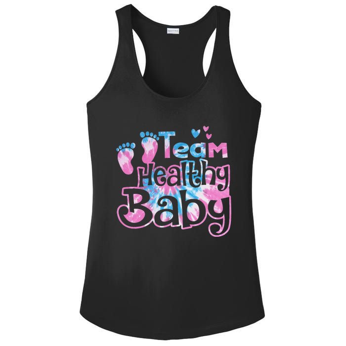 Team Healthy Baby Gender Reveal Party Pink Or Blue Tie Dye Ladies PosiCharge Competitor Racerback Tank