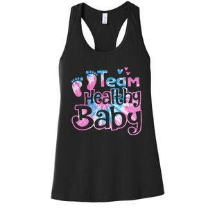 Team Healthy Baby Gender Reveal Party Pink Or Blue Tie Dye Women's Racerback Tank