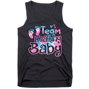 Team Healthy Baby Gender Reveal Party Pink Or Blue Tie Dye Tank Top