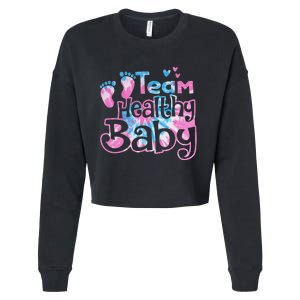 Team Healthy Baby Gender Reveal Party Pink Or Blue Tie Dye Cropped Pullover Crew