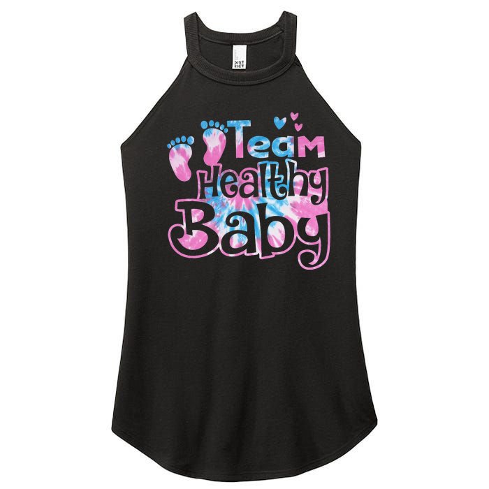 Team Healthy Baby Gender Reveal Party Pink Or Blue Tie Dye Women's Perfect Tri Rocker Tank