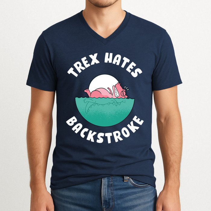 Trex Hates Backstroke V-Neck T-Shirt